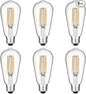 Gozelux Vintage LED Edison Bulbs 6W, Equivalent 60W Incandescent, Warm White 2700K, ST58 Antique LED Filament Bulbs with 90+ CRI, E26 Medium Base,Dimmable, Clear Glass, Pack of 6