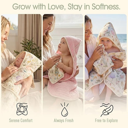 4-Piece Ultra Soft Muslin Baby Towel Set - Ideal for Bath & Beach, (32x32 inches)