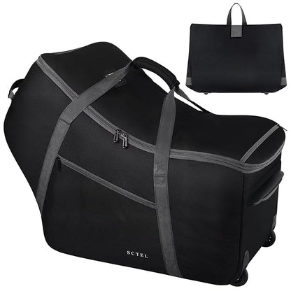 Car Seat Travel Bag with Wheels Fits All Nuna Pipa car seat and Base, Chicco Keyfit 35 and Anti-rebound Bar Base, Doona travel bag, Padded Infant Gate Check Bag with side pocket, Bumper Feet