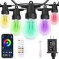 CAWWS Outdoor String Lights 75FT, Outdoor Lights for Patio with 30 Dimmable RGBW LED Bulbs, IP66 Waterproof Shatterproof, with APP Control & Remote, 24V Adapter Color Change,for Backyard Décor