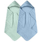 Yoofoss Hooded Baby Towels for Newborn 2 Pack 100% Muslin Organic Cotton Baby Bath Towel with Hood for Babies, Infant, Toddler and Kids, 32x32Inch, Soft and Absorbent Newborn Essential,Blue&Green