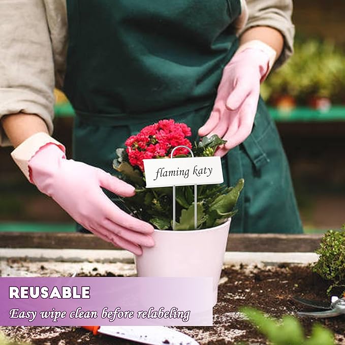 FORUP Metal Plant Labels, 30 Pack Garden Label Markers, Weatherproof Garden Stake Tags, Reusable Planting Gardening Markers, White
