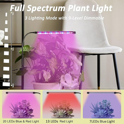 Clip On Grow Light for Indoor Plants,Full Spectrum Led Plant Grow Lights with Auto-Timer, Plant Growing Lamp for Seed Starting,Houseplants, Bonsai, Pot Plant,4 lamp