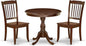 East West Furniture AMDA3-MAH-W 3 Piece Dining Table Set for Small Spaces Contains a Round Kitchen Table with Pedestal and 2 Dining Chairs, 36x36 Inch, Mahogany