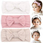 Handmade Baby Headbands Soft Stretchy Nylon Hair Bands with Bows for Newborn Infant Baby Toddler Girls- Pack of 3 (Set-B, 3 Count (Pack of 1))