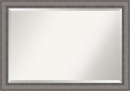 Amanti Art Grey Wall Mirror 29x41 Burnished Concrete Rectangle Bathroom Mirror for Wall Decor Living Room, Large Modern Contemporary Wood Frame, Hangs Horizonally and Vertically, Bathroom Decor