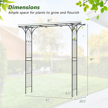 SAFSTAR 81-Inch Garden Arch, Metal Arbor Archway for Climbing Plants, Decorative Lawn Arbor, Heavy-Duty Arch Trellis for Climbing Plants Outdoor Wedding Ceremony Party Backyard