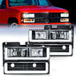 Nilight DRL Headlight Assembly Compatible with 1988 1989 1990 1991 1992 1993 1994 1995 1996 1997 1998 Chevrolet GMC C10 C/K 1988-1999 Silverado Suburban Sierra Blazer Tahoe Yukon Black Housing