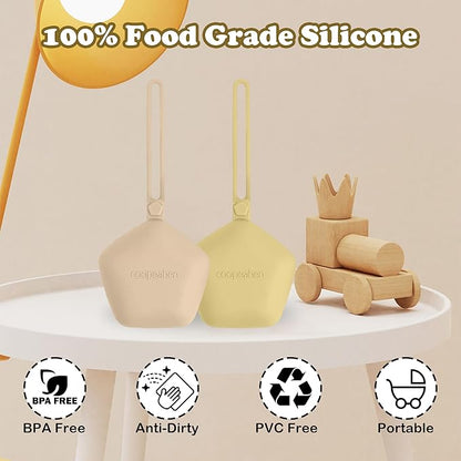 Pacifier Holder Case, Large Capacity Portable Pacifier Storage Case, 100% Food Grade Silicone Pacifier Holder，BPA Free, 2Pcs(Yellow&Apricot)