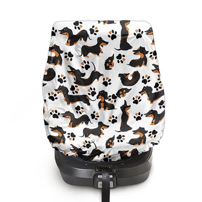 Car Seat Cover Baby Car Seat Sun Shade Cover with Dachshund Print, Toddler Car Seat Cover Replacement Heat Protector Fashion Toddler Car Seat Accessories
