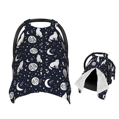 Wolf Star and Moon Baby Car Seat Canopy Nursing Cover for Newborn Car Seat Breastfeeding Covers Blanket Newborn Shower Gift