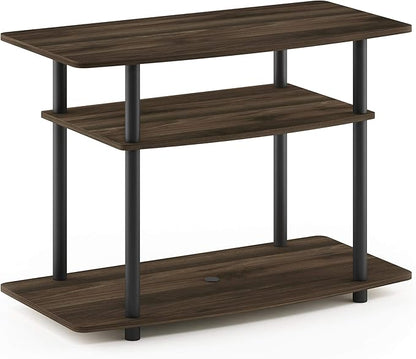 Furinno Turn-N-Tube No Tools 3-Tier Entertainment Center TV Stand for TV up to 32 Inch, Plastic Round Tubes, Columbia Walnut/Black