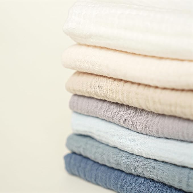 Konssy Baby Muslin Washcloths 7-Pack, 100% Cotton Baby Bath Washcloths, Soft & Absorbent Wash Cloths and Burp Cloths for Newborn Kids Girls & Boys, 11x11 inches