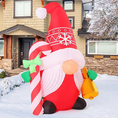 COMIN 5 FT Christmas Inflatables Gnome Outdoor Decoration Blow Up Yard with Built-in LEDs for Holiday Garden Party Decor