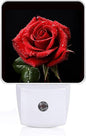 Red Rose Night Light, Plug-into Nightlight White LED Lamp, Energy Efficient Decor Desk Lamp for Bedroom Hallway Stairs Bathroom