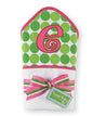 Baby Girl Pink Initial Hooded Terry Towel, Letter E