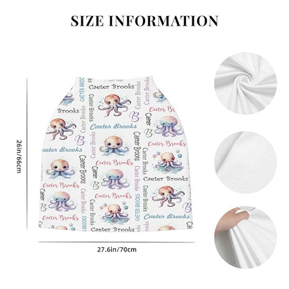 Personalized Baby Car Seat Cover with Name Stroller Canopy Custom Octopus Carseat Cover Newborn Baby Boy Girl Nursing Cover for Moms First Birthday Gift