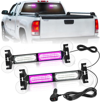 Nilight 40LED Purple White Emergency Strobe Traffic Advisor Light Bar with Suction Cups Dash Safety Warning Hazard Flashing Lights Interior Front/Rear Windshield for Trucks Construction Vehicles