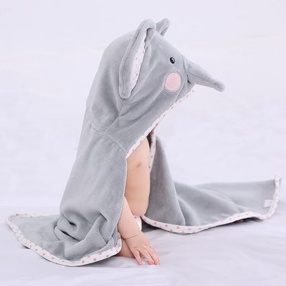 TBEZY Baby Hooded Towel with Unique Animal Design Ultra Soft Thick Cotton Bath Towel for Newborn (Elephant)