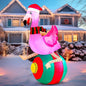 Joiedomi 6 ft Christmas Inflatable Flamingo on Ornament Decorations, Blow Up Inflatables with Build-in LEDs for Christmas Party Indoor, Outdoor, Yard, Garden, Lawn Décor, Holiday Season