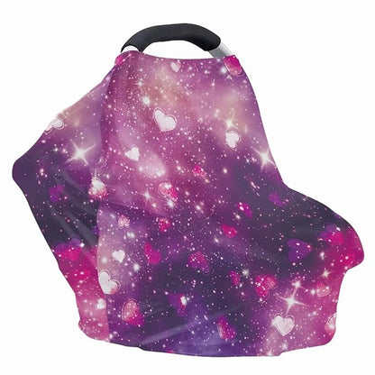 AFPANQZ Galaxy Heart Stretchy Baby Car Seat Covers for Boys Girls Infant Car Canopy Spring Autumn Winter Snug Warm Breathable Windproof Open Peep Top Universal Fit
