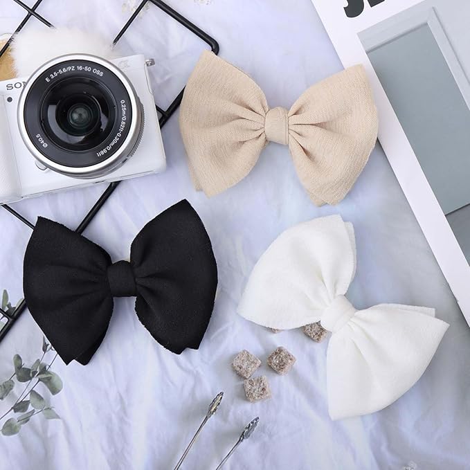 YanJie 3 Pcs Soft Headbands Baby Girls Nylon Headband with Hair Bow Hairbands Hair Accessories for Newborn Infant Toddler Kids