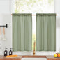 jinchan Nautical Striped Linen Kitchen Curtains 36 Inches Farmhouse Tier Cafe Curtains for Living Room Bathroom Laundry RV Rustic Half Window Light Filtering 2 Panels Green