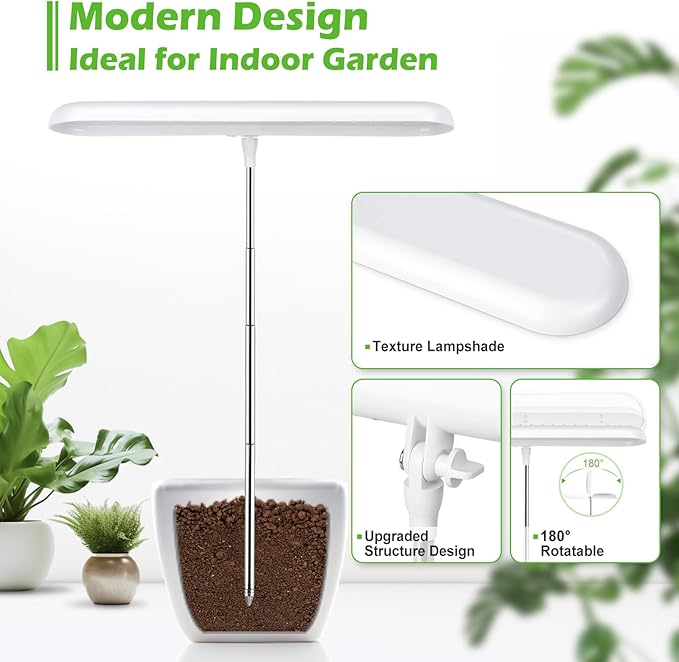 FOXGARDEN Grow Light, Full Spectrum LED Grow Lamp, Plant Lights for Indoor，Auto Timer 4/8/12H, 4 Dimmable, Height Adjustable 8.5"-24", Growing Lights