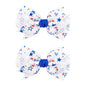 YanJie 2pcs 4th of July Hair Clips 4'' Blue Bow Stars Baby Girls Clips American Flag Hair Bow Patriotic Hairgrips Hair Accessories Independence