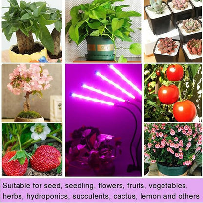 Clip On Grow Light for Indoor Plants,Full Spectrum Led Plant Grow Lights with Auto-Timer, Plant Growing Lamp for Seed Starting,Houseplants, Bonsai, Pot Plant,4 lamp