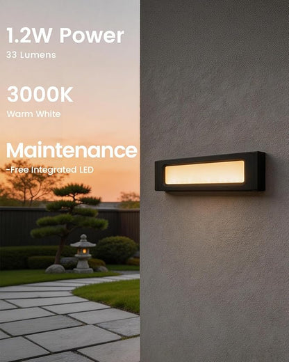 Low Voltage LED Step Lights (6.5×0.67×1.44 in) - 1.2W Die-Cast Aluminum Stair Lighting with Patent Connector, Wet Location Safe Outdoor Steps 1-Pack