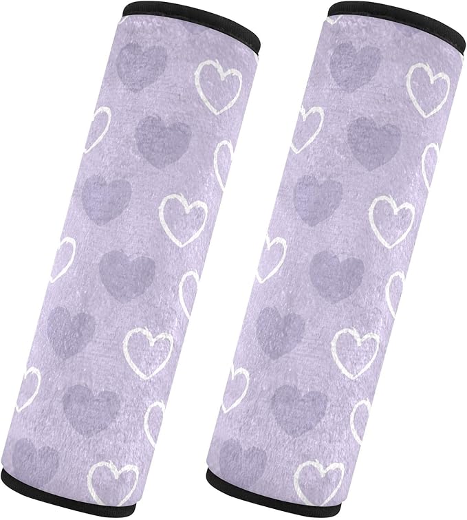 2 Pack Seatbelt Covers Seat Belt Cover Pad for Adults Boys Girls Car Seat Strap Covers Pads Cushion Universal Shoulder Strap Pad Protector for Backpack Camera Bag 6.5 x 6.5 Inch Purple Heart