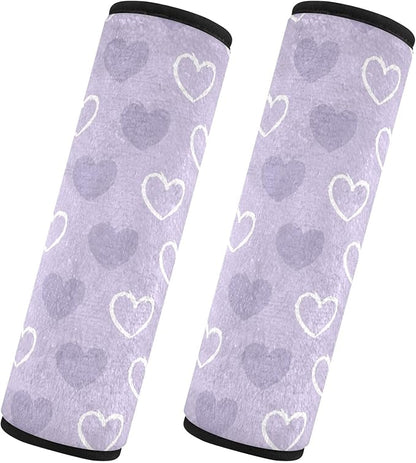 2 Pack Seatbelt Covers Seat Belt Cover Pad for Adults Boys Girls Car Seat Strap Covers Pads Cushion Universal Shoulder Strap Pad Protector for Backpack Camera Bag 6.5 x 6.5 Inch Purple Heart