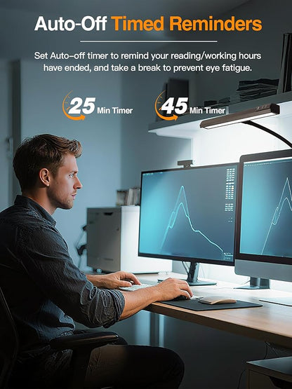 LED Desk Lamps for Home Office,5 Color+9 Brightness Desk Light,Touch & Remote Control,1000 Lumen Bright Monitor Light with Timer,12W USB Adapter Clamp Lamp for Computer, Reading, Study, Workbench