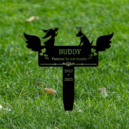 Personalized Custom Dog Memorial Grave Marker, Metal Memorial Sign with Stake for Outdoor Yard, Dog Sympathy Gifts
