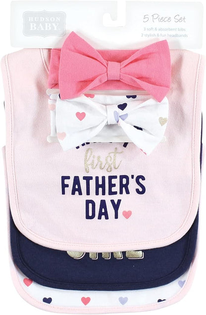 Hudson Baby Unisex Baby Cotton Bib and Headband Set