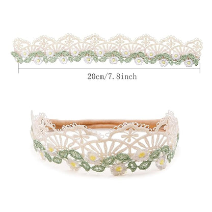 Baby Girl Floral Headband Nylon Flower Crown Elastic Hairband 3pcs Hair Accessories Gift for Girls (9557-001)