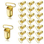 25 PCS 1" Suspender Clips Metal Pacifier Clip Holder for Pacifiers DIY Baby Girl Toy Bibs Garter Making Supplies (Gold, Bulk)