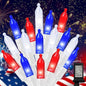 LAMPHOME 100 LED Red White and Blue Lights, 4th of July Decorations String Lights Plug in Indoor Outdoor, 16 Modes Waterproof Patriotic Light for Independence Day Holiday Memorial Day Party Decor