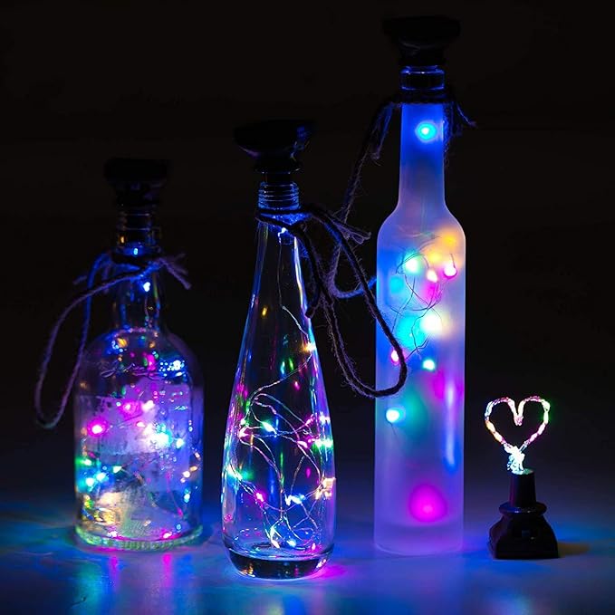 YJFWAL Upgraded 12 Pack Solar Wine Bottle Lights, 20 LEDs Waterproof Copper Light, Bottle Light Fairy Cork String Lights for Yard Patio Decor, DIY Birthday Gift for Mom Grandma Girlfriend(3 Colors)