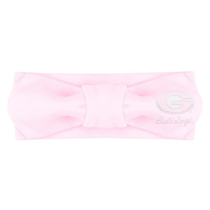 Creative Knitwear Georgia Bulldogs Infant Girls Pink Solid Hair Knot Headband Embroidered Logo - Size Newborn - 4T