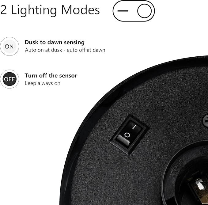 Wall Light Outdoor Lantern with Dusk to Dawn Sensor E26 Bulb (Not Include) Wall Mount Hang Lamp Wall Sconce Lighting Photocell Lights for Porch Front Door Garden IP44 Waterproof Max 28W