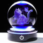 YWHL 3D Crystal Cat and Butterfly Figurines Ball with Colorful Light Base, Laser Engraved Cat Sphere for Women Men,Birthday Gifts for Lover, Animal Snow Globes Collection for Home Decor(80mm)