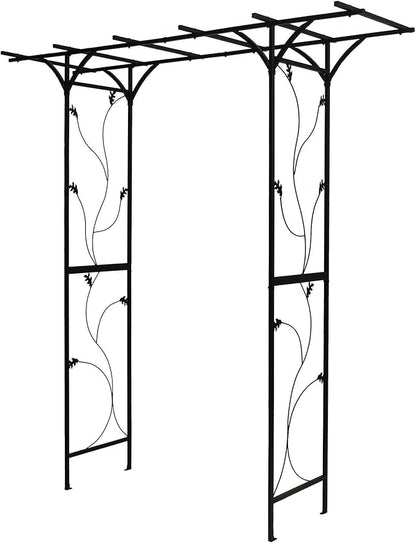 Steel Garden Arch, 7'2" High x 6'6" Wide, Garden Arbor for Various Climbing Plant, Outdoor Garden Lawn Backyard