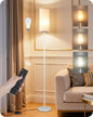 Dimmable Floor Lamps for Living Room with Remote and Foot Switch, 64.4” Modern Standing Tall Lamp, Corner Lamp for Bedroom, Office, Bulb Included, 3000K-6500K, Beige and White, FCC Listed WE06LD05W1