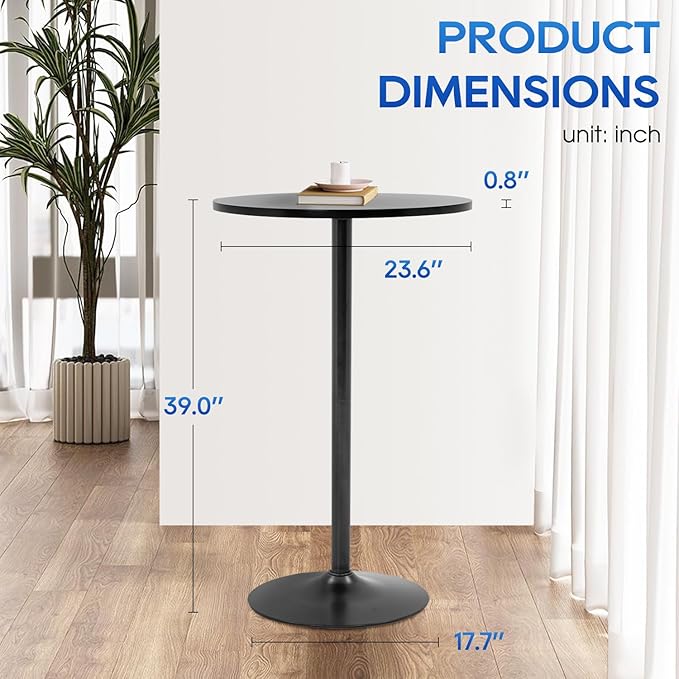 FDW Pub Table 40 Inch Height Cocktail Table Round Bistro Bar Table for Home and Kitchen Dining