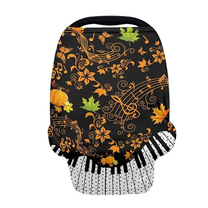 Coldinair Maple Leaf Print Nursing Cover for Baby Breastfeeding, Fall Pumpkin Music Notes Pattern Breathable Breastfeeding Cover for Mother Nursing Apron, Carseat Canopy Covers Multi-use