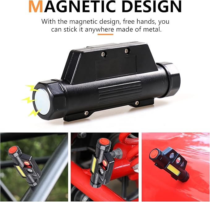 UTV Dome Light Roll Bar Interior LED Lighting for Polaris RZR Can Am ATV Golf Cart Boat Off-Road 1.5“-2.0" Roll Cage Mount Blue Red Emergency Strobe Lights Bar 1 Pack US Flag
