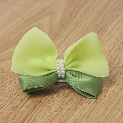 Pearl Green Bow Hair Clips for Little Girl-2 PCS