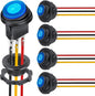 Nilight 5PCS Waterproof Round Rocker Switch w/Wiring Harness Switches Holder 12V 24V Blue LED Lighted On Off Toggle Shell SPST 3Pin for Switch Panel Car RV Trucks Marine Boats
